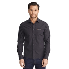 aerial view a black mens untuckit black stone wrinkle - free long sleeve slim - fit button up shirt, image 1 of 5