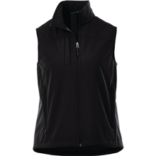 aerial view a black (995) womens stinson softshell vest, image 1 of 2