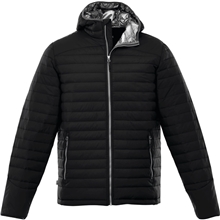 aerial view a black (995) mens silverton lightweight packable insulated puffer jacket, image 1 of 4