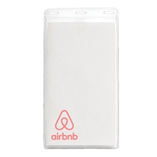 aerial view a clear 4 x 8 printed oversized vertical vinyl pouch, image 1 of 2