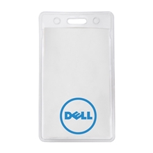 aerial view a clear 2 x 3 5/8 printed small vertical vinyl pouch, image 1 of 2