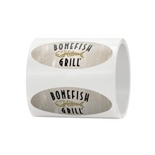 aerial view a group of 5 x 2 oval roll labels, image 1 of 3