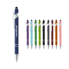 aerial view a group of athens soft touch metal ballpoint pen, image 1 of 2