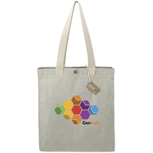 aerial view a gray repose 10oz recycled cotton box tote w / snap, image 1 of 7