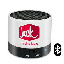 aerial view a white addison wireless round speaker, image 1 of 7