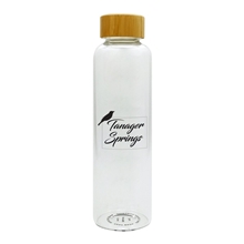 aerial view a clear 20 oz conroy glass bottle, image 1 of 2