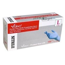 a group of blue and black nitrile safety gloves