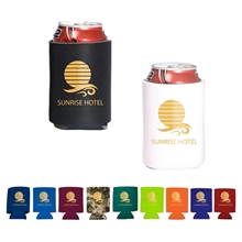 aerial view a group of folding foam can cooler sleeve, image 1 of 3