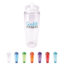 aerial view a group of prime line usa made 28oz polyclean auto water bottle, image 1 of 2