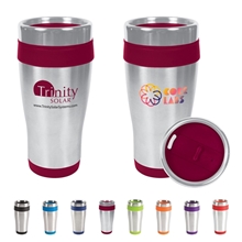 aerial view a group of 16 oz bpa - free plastic blue monday travel tumbler multiple colors, image 1 of 6