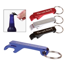 a group of aluminum bottle opener key tag