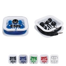 a group of earbuds colored in square case