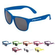a group of single tone matte plastic sunglasses