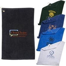 a group of deluxe hemmed golf towel - colors