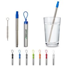 aerial view a group of festival telescopic reusable drinking straw kit, image 1 of 2