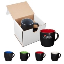 aerial view a group of 12oz riviera ceramic mug in mailer, image 1 of 2