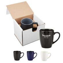 aerial view a group of 12oz contemporary challenger caf ceramic mug in mailer, image 1 of 2