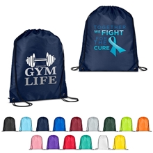 aerial view a group of versatile polyester drawstring backpack, image 1 of 2