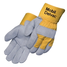 a gray/yellow gray select split cowhide work gloves