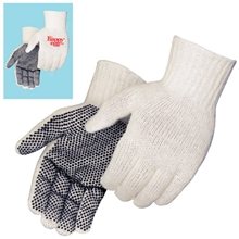 a natural/black dots pvc dotted palm cotton / polyester gloves