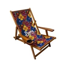 aerial view a custom premium wooden sling deck chair, image 1 of 2