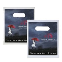 a group of digital full color die cut 7.5x9 plastic goodie bag