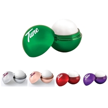 aerial view a group of metallic finish round lip balm, image 1 of 2