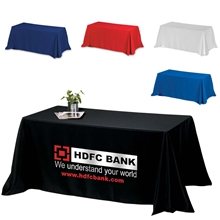aerial view a group of full color 6 4- sided throw style table covers table throws, image 1 of 2