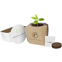 a maple/walnut geometric wooden planter