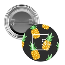 aerial view a silver 1 full color pin back button, image 1 of 2