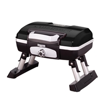 aerial view a black cuisinart outdoors(r) petite gourmet portable gas grill, image 1 of 3