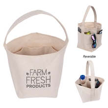 aerial view a natural multi - pocket cotton garden tote bag, image 1 of 3