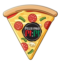 aerial view a custom pizza shaped magnet, image 1 of 2