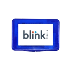 aerial view a translucent blue first aid kit, image 1 of 3