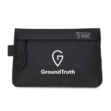 aerial view a black renew recycled rpet zippered pouch - aware(tm), image 1 of 7