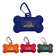 a group of dog bone shaped waste bag dispenser w / metal carabiner