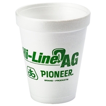 aerial view a white 10 oz styrofoam cup, image 1 of 2