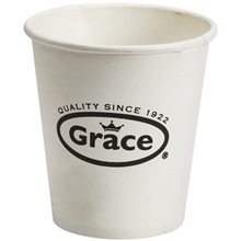 aerial view a white 10 oz disposable paper cup made in usa, image 1 of 2