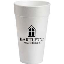 aerial view a white 32 oz styrofoam cup, image 1 of 2