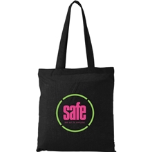 aerial view a black carolina 4oz cotton canvas tote, image 1 of 2