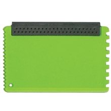 a translucent green credit card ice scraper