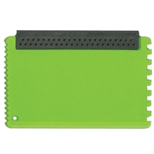 a translucent green credit card ice scraper