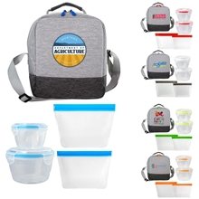 aerial view a group of bay handy nested seal tight bagged lunch kit, image 1 of 2