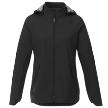 aerial view a black (995) womens oracle waterproof softshell jacket, image 1 of 3