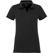 aerial view a black (995) womens somoto eco short sleeve polo, image 1 of 4