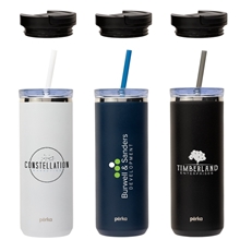 aerial view a group of perka(r) trent 18 oz double wall, stainless steel hot / cold tumbler, image 1 of 2