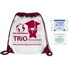 a group of 12 w x 12 h harris clear vinyl stadium compliant drawstring cinch bag backpack