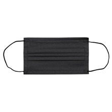 aerial view a black printed standard disposable face masks, image 1 of 3