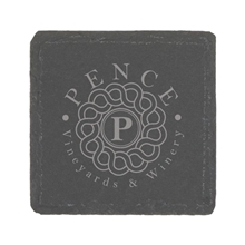 aerial view a gray natural slate stone square coaster, image 1 of 2