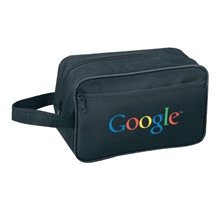 a black 600d polyester toiletries travel kit